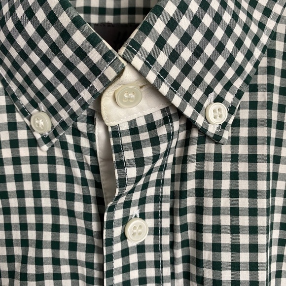 H&M Men's Dark Green Mini Check Plaid Long Sleeve Button Up Shirt Size‎ Small - Picture 3 of 10